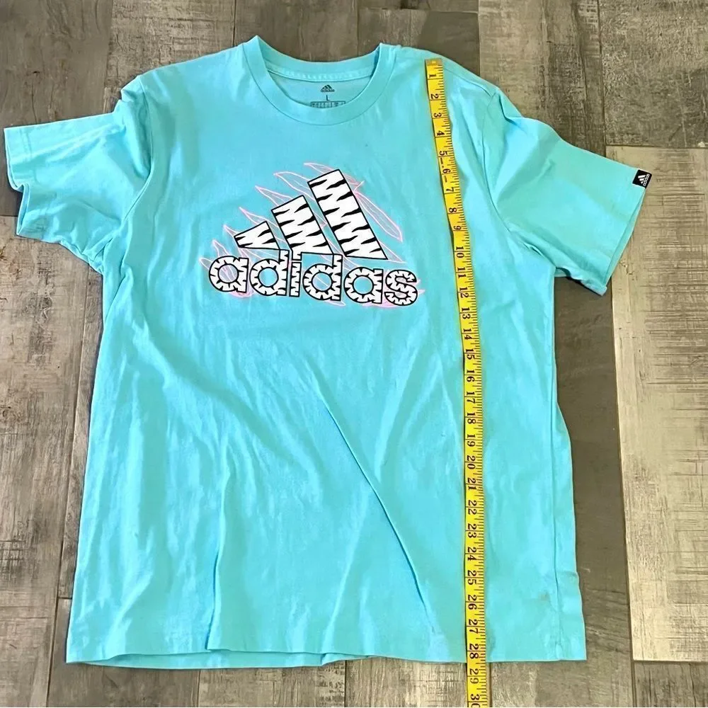 80s Adidas Teal Pink Black Retro Short Sleeve Tee Shirt Unisex L